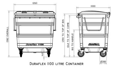 1100 L DuraFlex Bin technical drawing