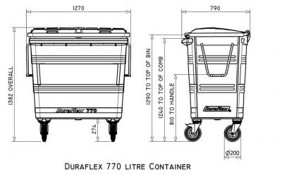 770 L DuraFlex bin technical drawing